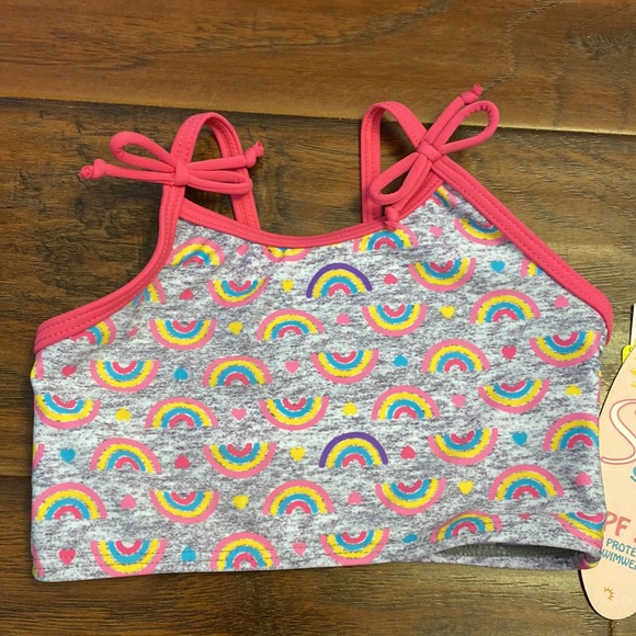 👶🏻 5/$10 NWT Sol Swim 2 piece baby girl swimsuit Rainbow print - Picture 2 of 5